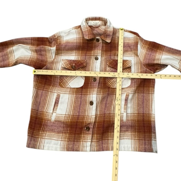 EUC Workshop Republic Clothing XL Flannel Shacket Maroon Burnt Orange Off white - Picture 4 of 8